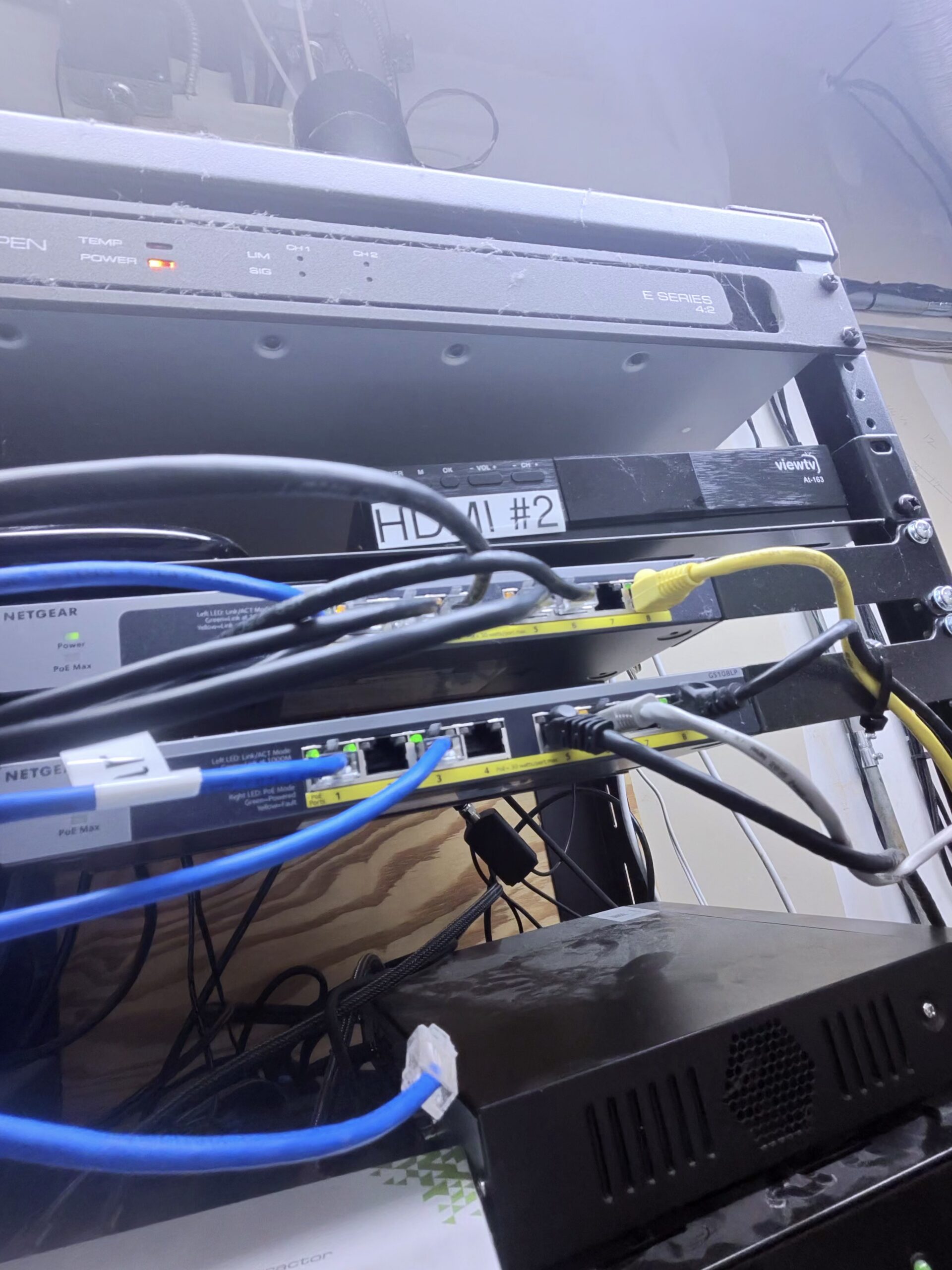 Venue network equipment and connected Ethernet switches